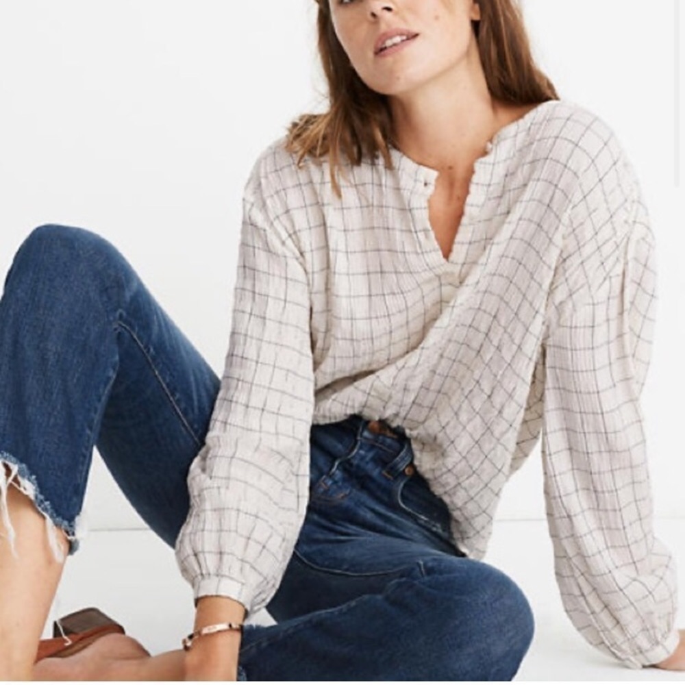 Madewell windowpane check top women’s